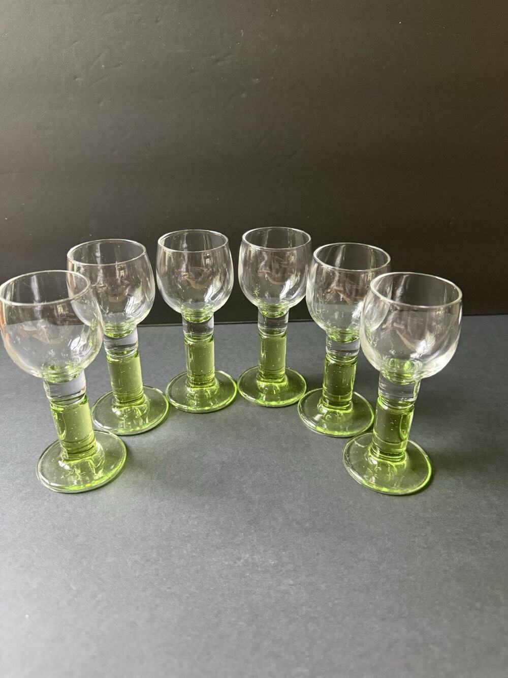 Bormioli Rocco Italy Glasses Limoncino Cordial Glasses Set (6)Green Stem MCM